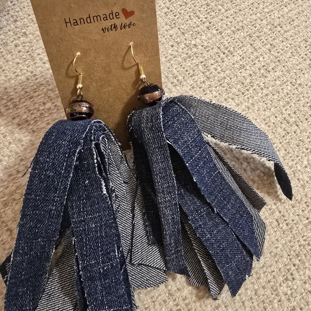 Handmade Blue Denim Earrings